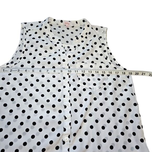 Anthropologie Pixley Front Tie Polka Dot Blouse - White/Black - Picture 5 of 7